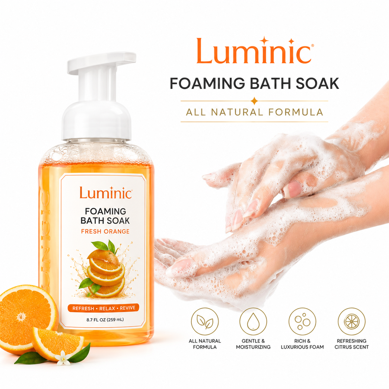 LumiNic Foaming Bath Soak – Citrus Blend - Image 2